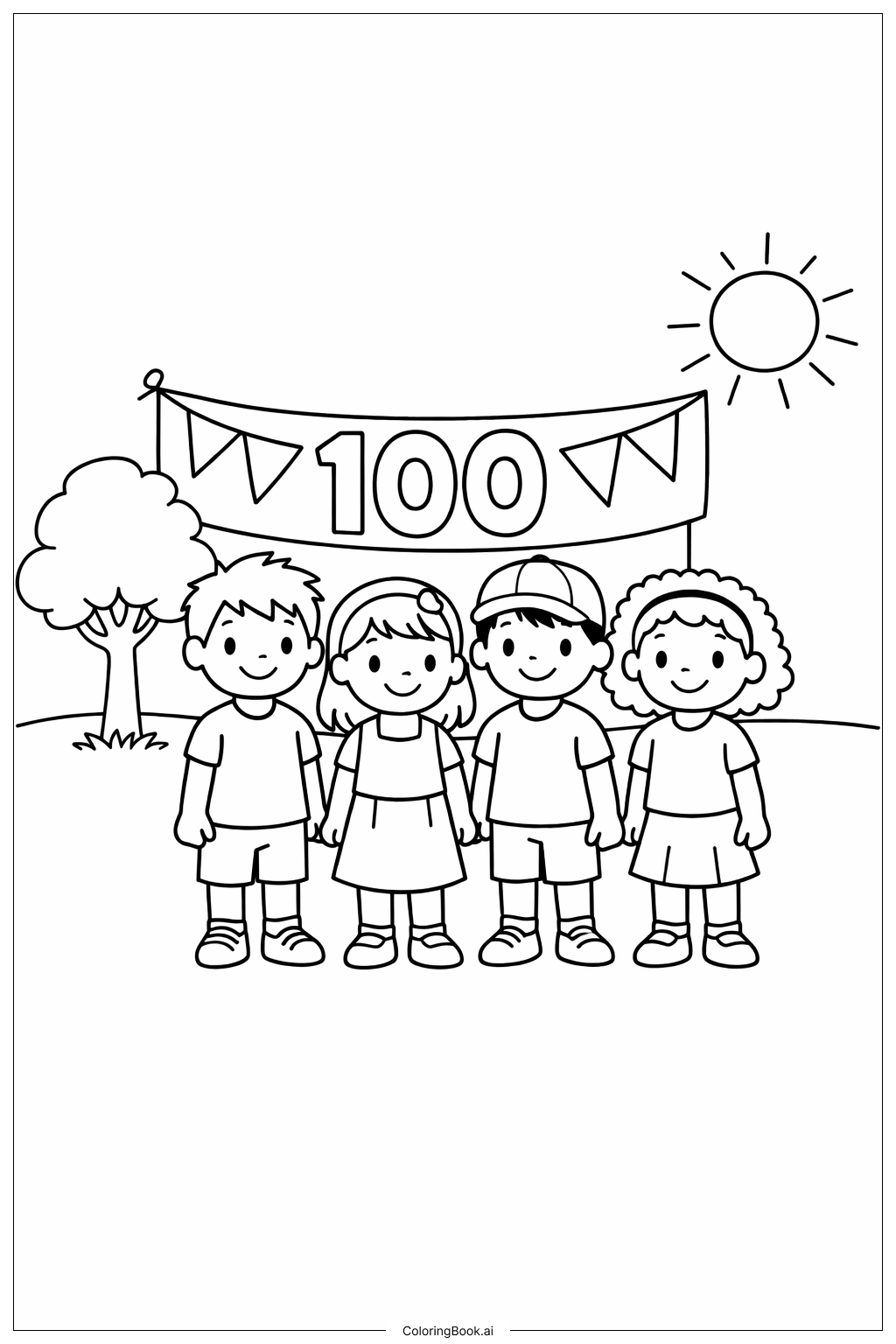 开学第100天集体照填色页