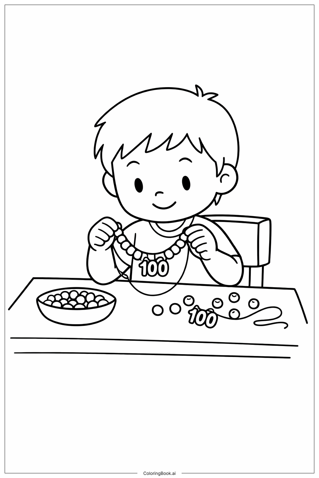 학교 100일 기념 백 알 목걸이 색칠공부 페이지