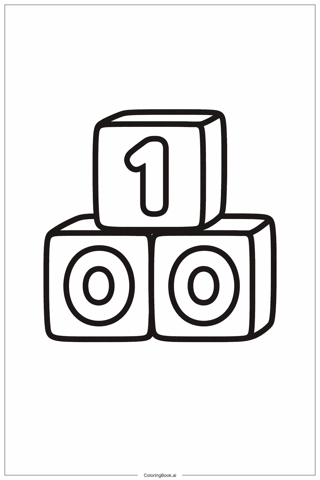  Página para colorir de 100º Dia de Escola Blocos Numéricos 