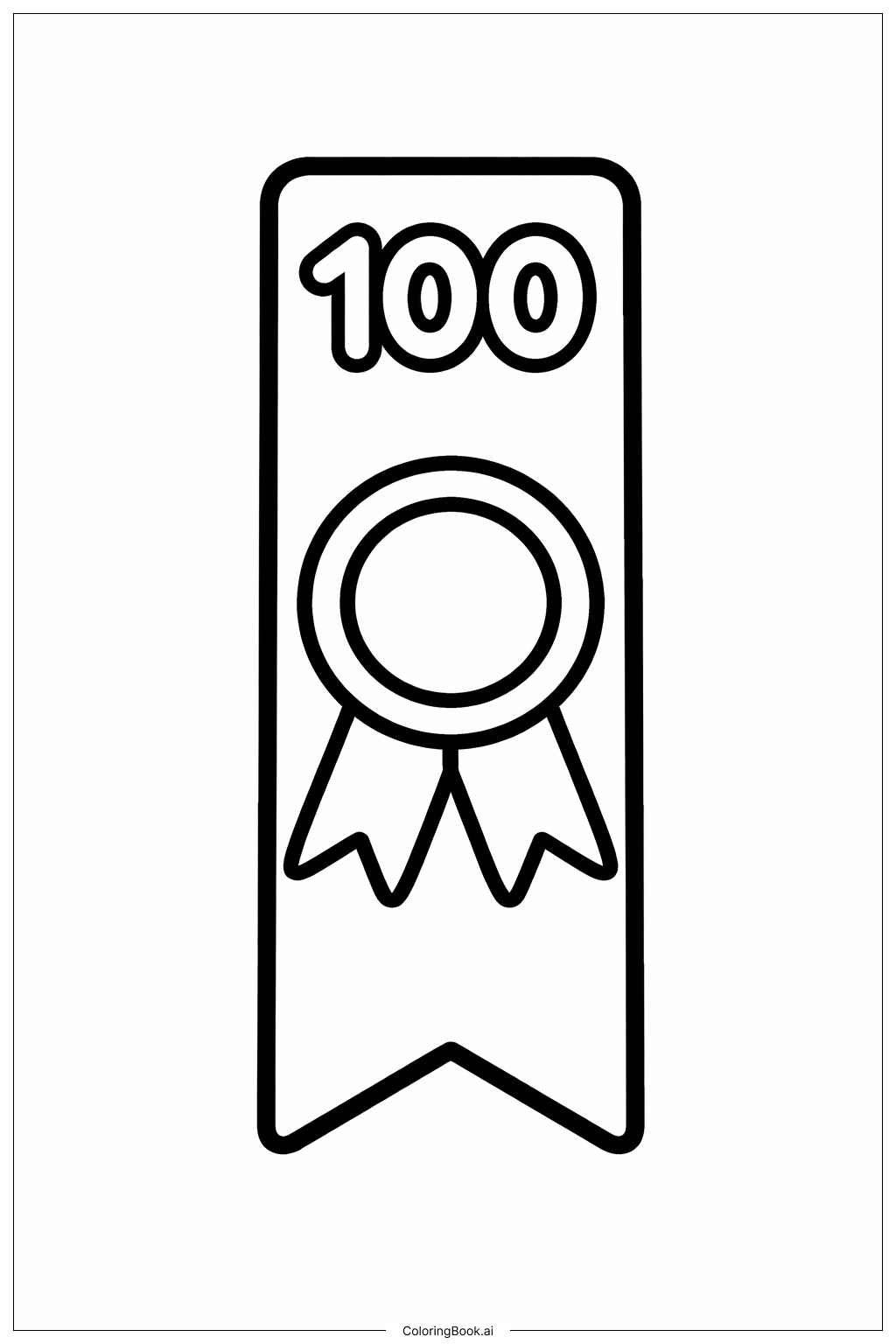  Página para colorir de Marcador Simples do 100º Dia de Aula 