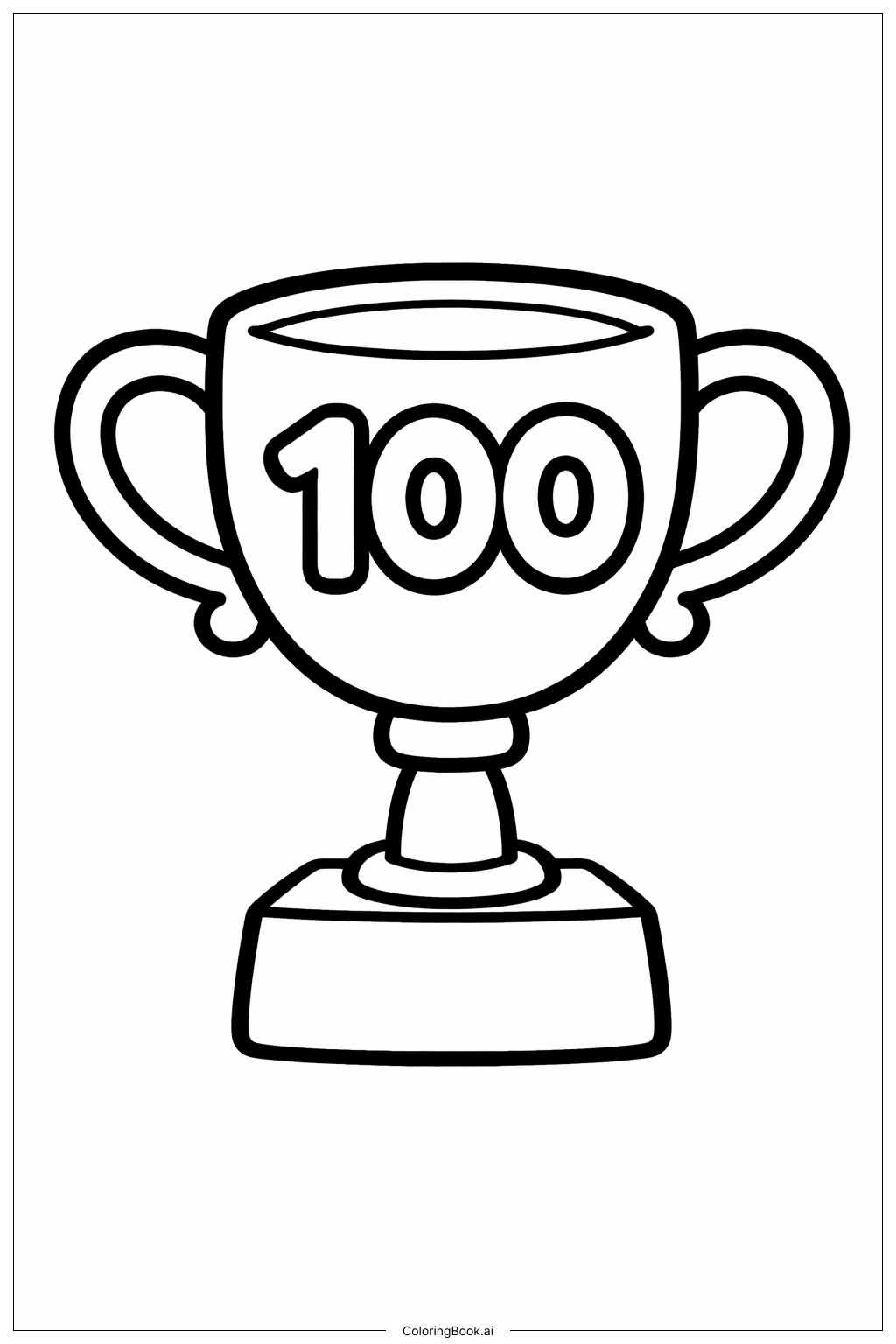  Página para colorir de 100º Dia de Escola Troféu Simples 