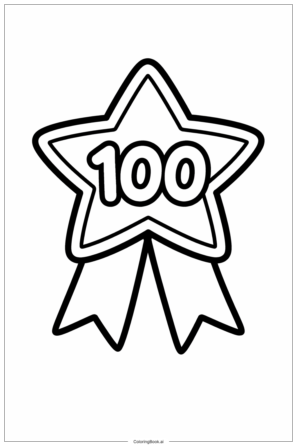  Página para colorir de Distintivo Estrela do 100º Dia de Escola 