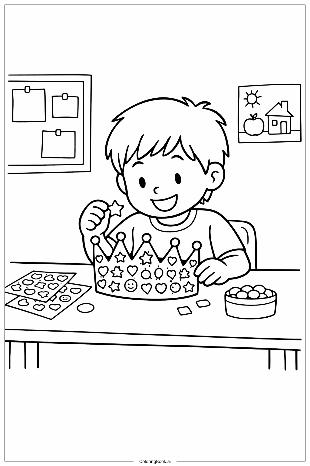  第100天上學日貼紙王冠手作著色頁 