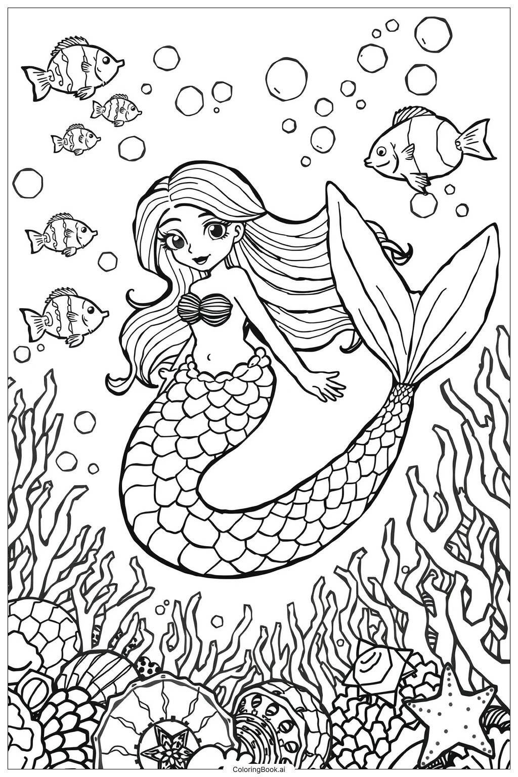  Page de coloriage Aventure sous-marine de la sirène-2 