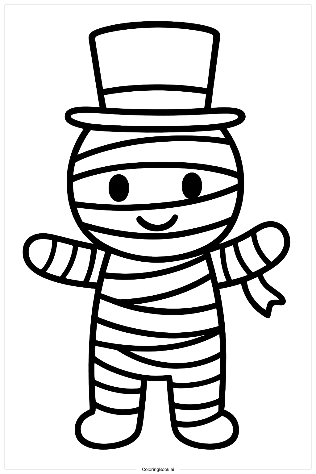  Mummy Wearing A Top Hat Coloring Page 