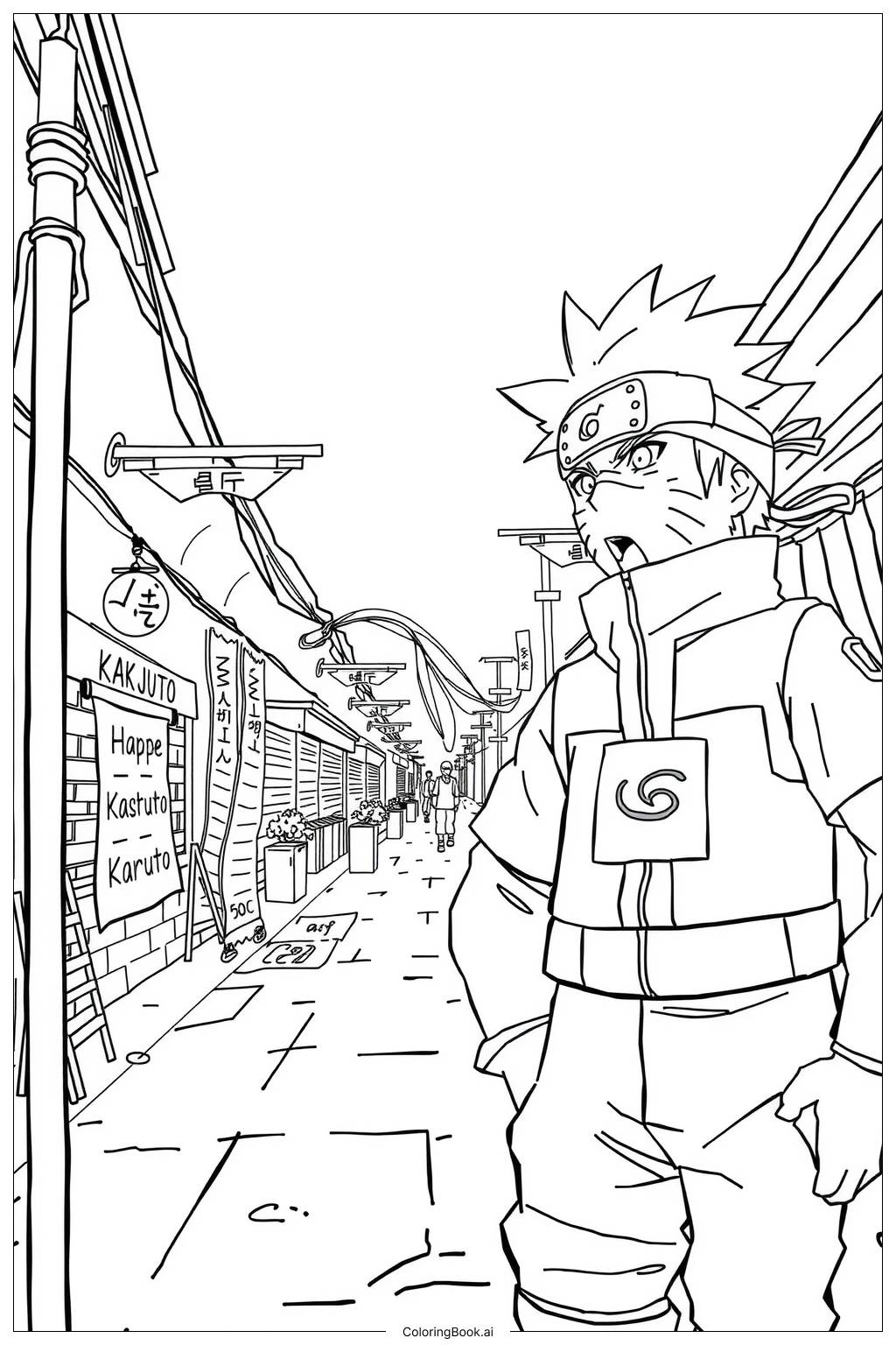  Página para colorir de Caminho de Naruto para se Tornar Hokage-2 