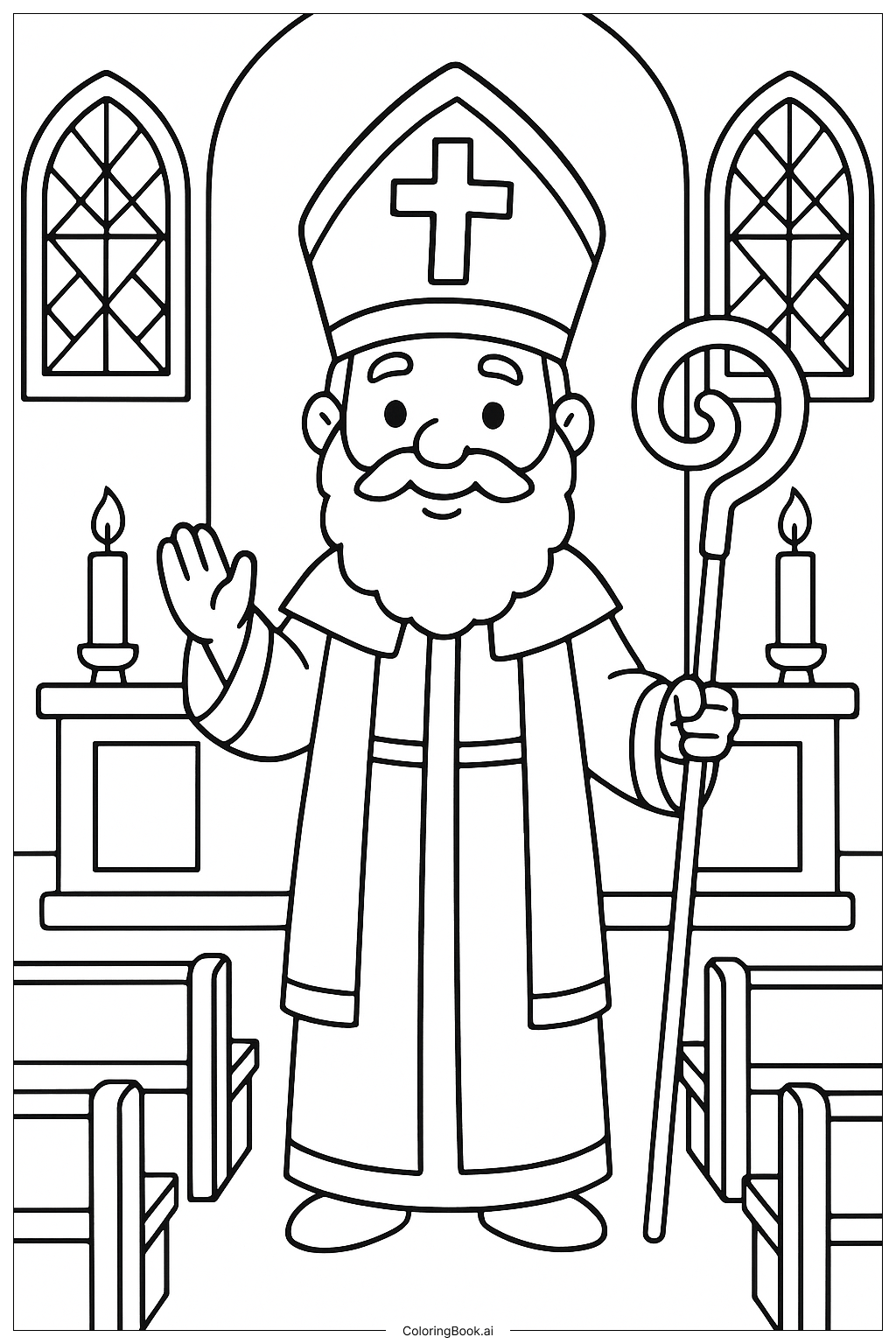교회에 있는 성 니콜라스 색칠공부 페이지