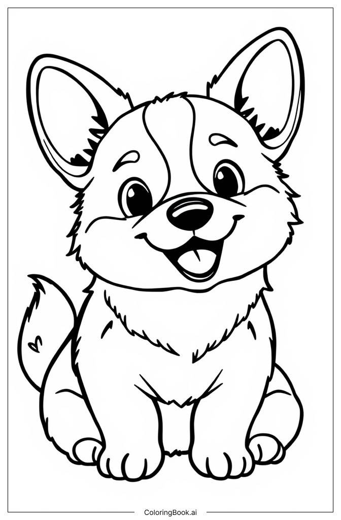  Página para colorir de Corgi Fofo 