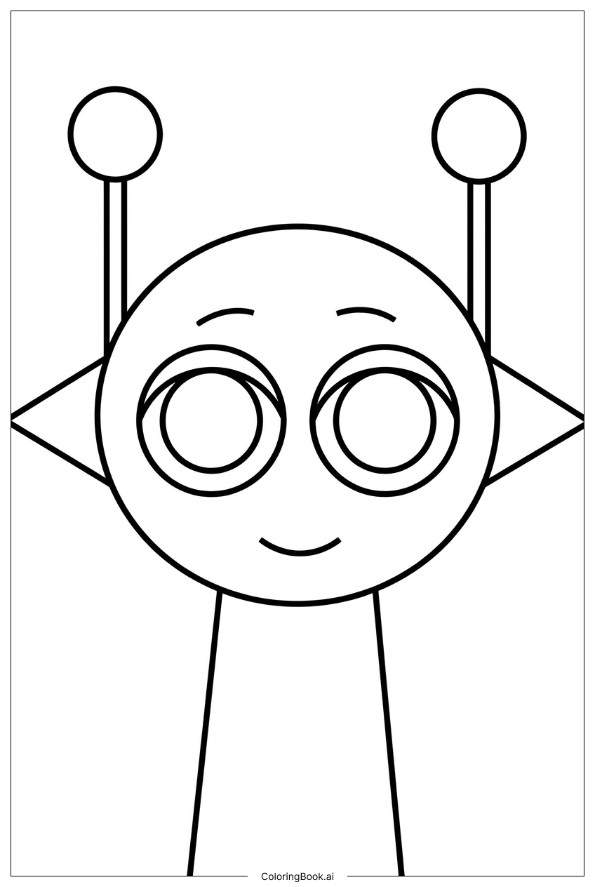 Page de coloriage Sprunki Cadet Alien Souriant à l'Entraînement