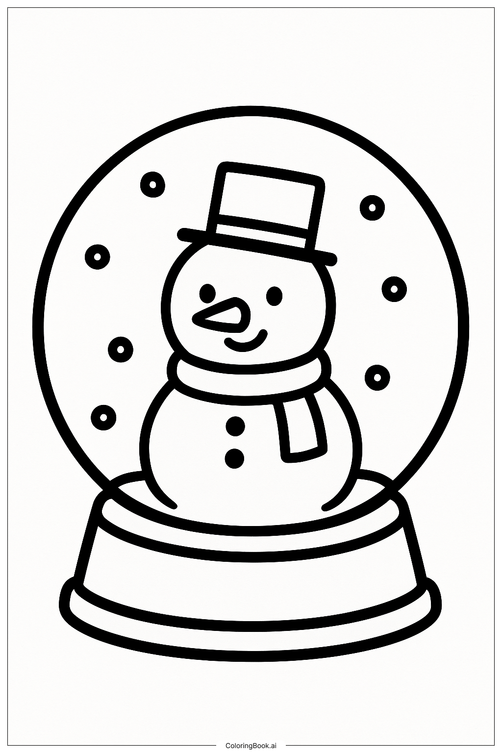 かわいいスノーグローブの塗り絵ページ