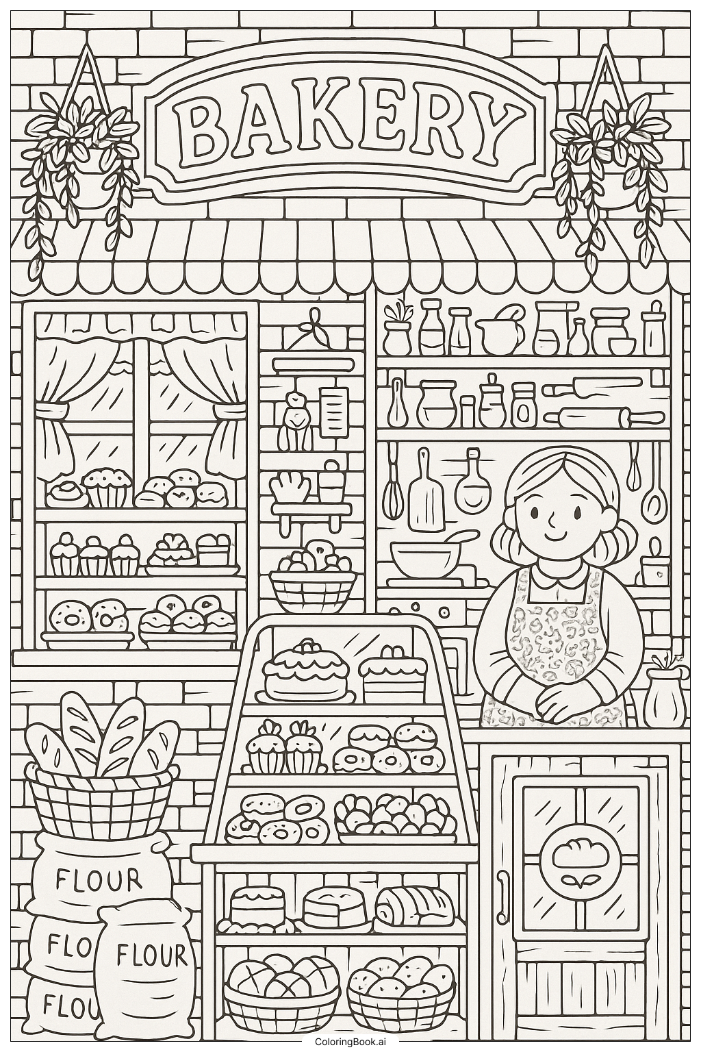  Bobbie Goods 精致小面包店填色页 