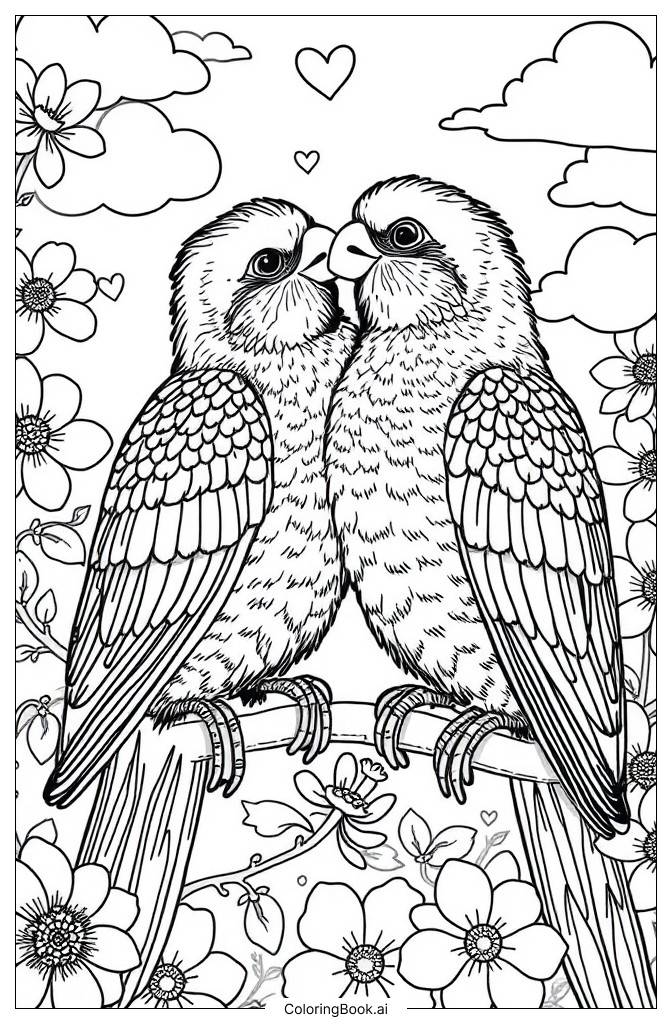  Love birds Coloring Page 