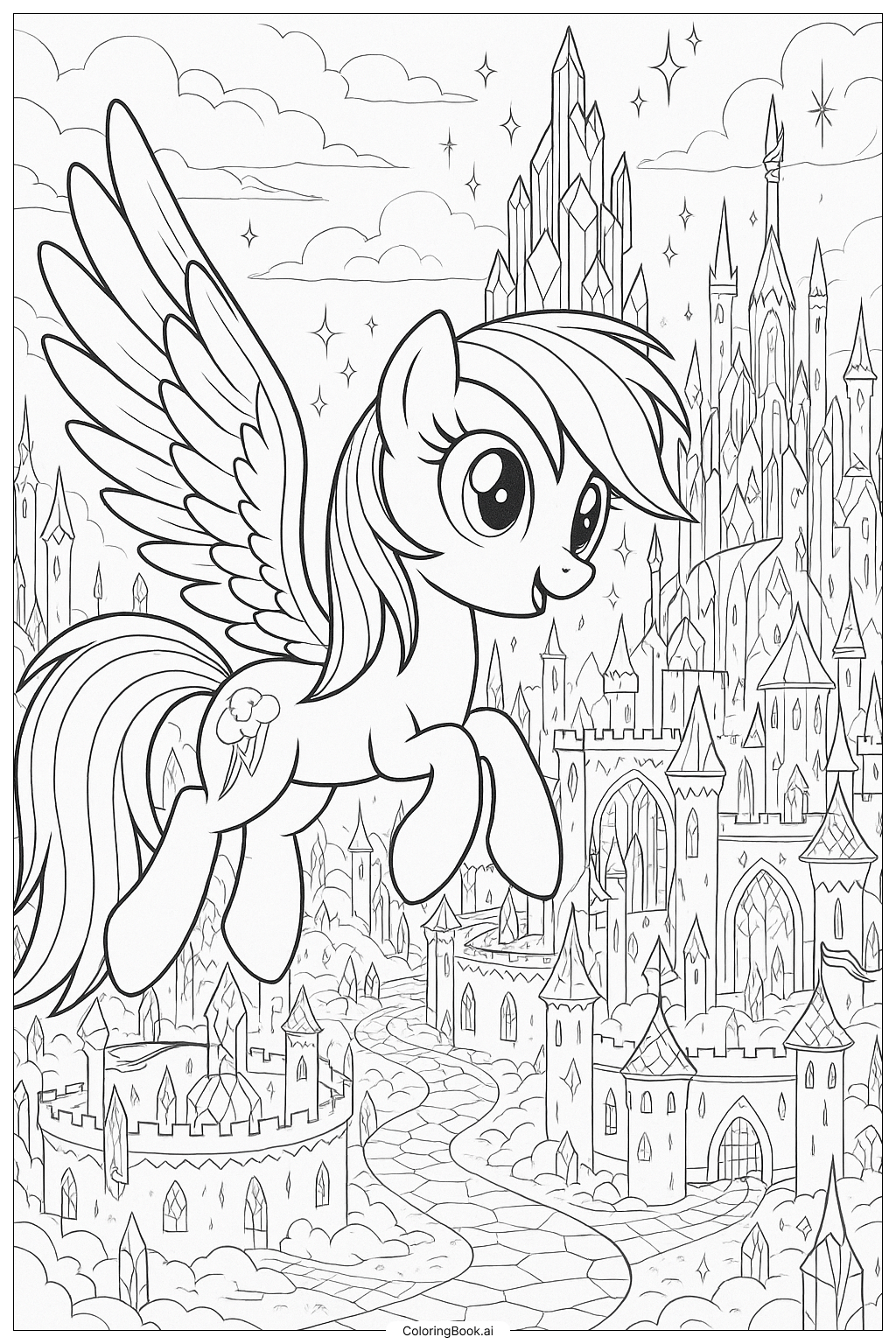 Trang tô màu Rainbow Dash ở Đế Chế Pha Lê