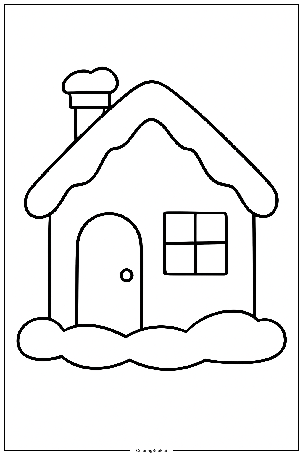  居心地の良い冬の家の塗り絵ページ 