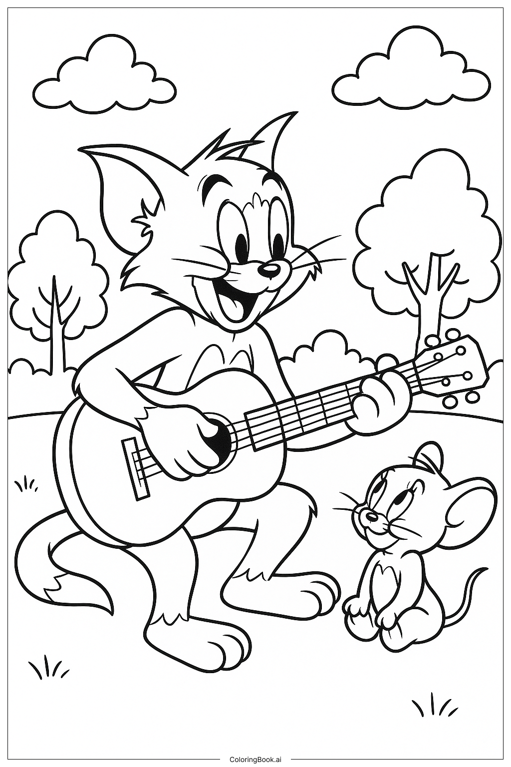Trang tô màu Chơi Đàn Guitar