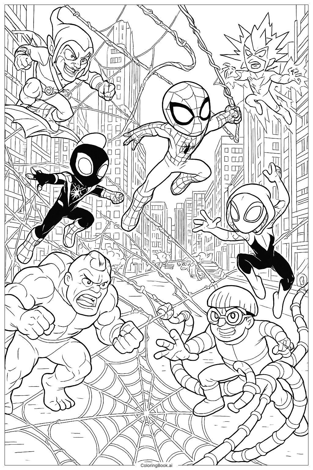 P gina De Colorir Spidey E Seus Amigos Incr veis Lutam Contra V rios P gina De Colorir Spidey E Seus Amigos Incr veis Lutam Contra V rios