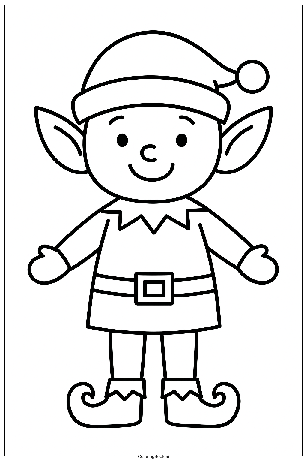  Christmas Elf with Big Ears填色页 