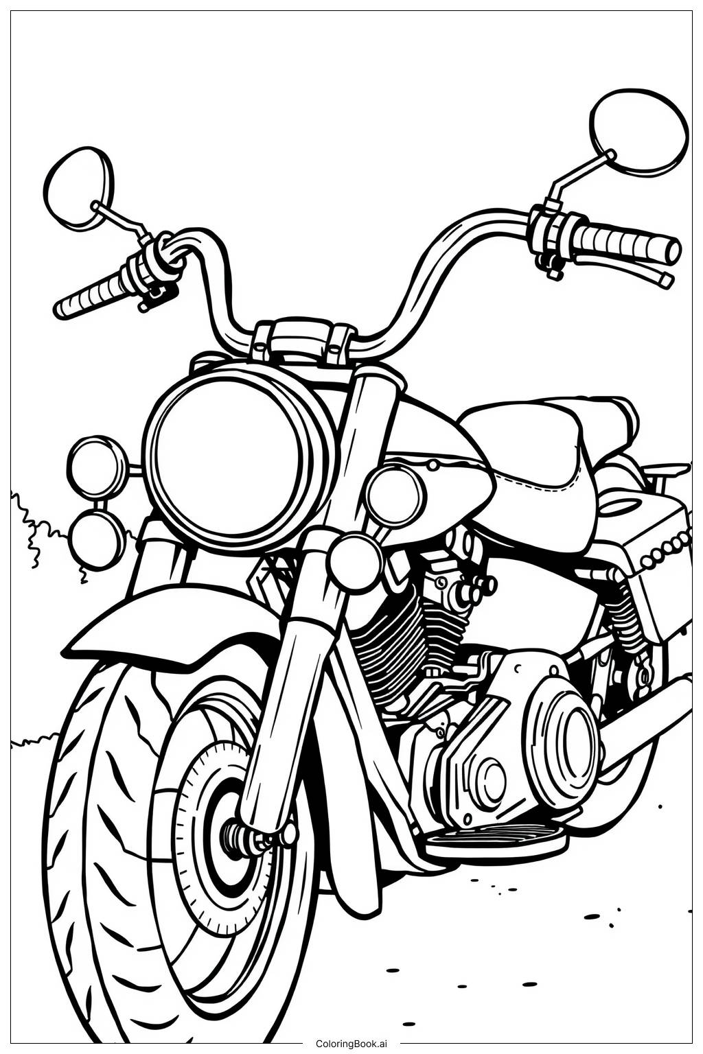  Página para colorear de Clásica motocicleta Harley Davidson 