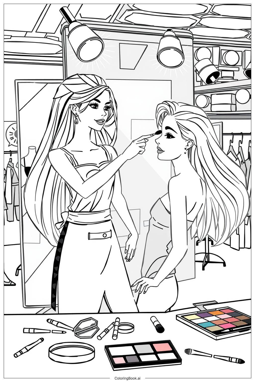  barbie makeup artist styling a fashion show-2 Coloring Page 