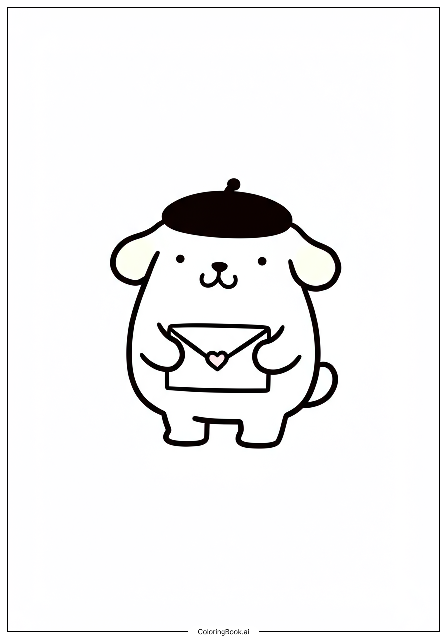  波姆蓬蓬握著信件著色頁 