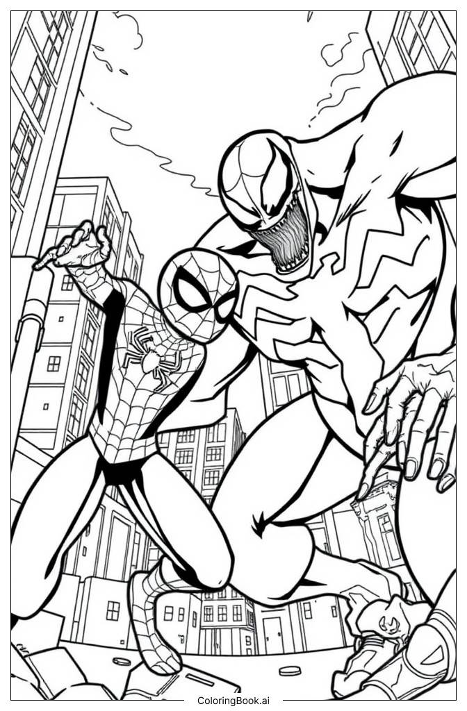  Spider-Man vs Venom Coloring Page 