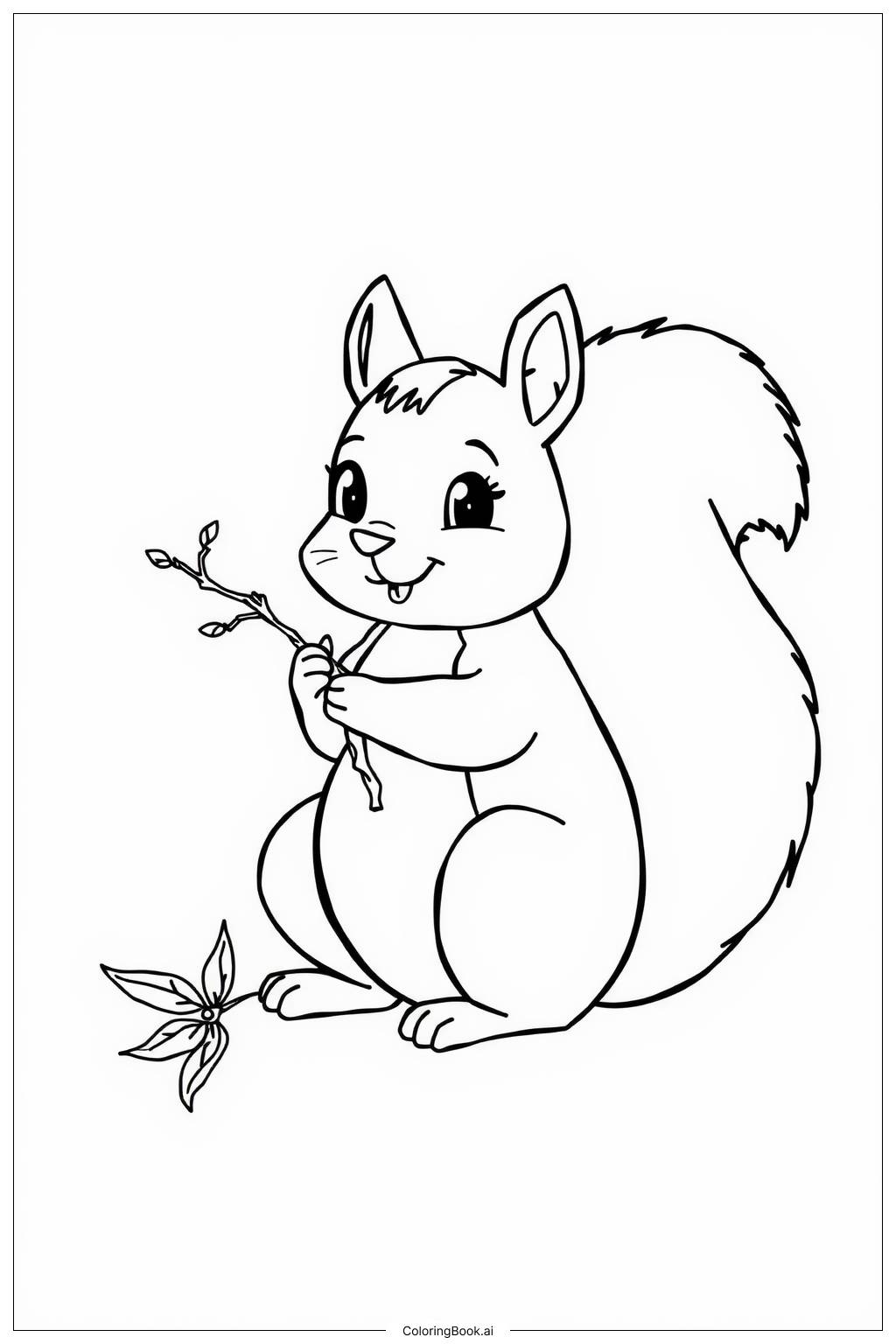  Squirrel Building a Cozy Nest Coloring Page 