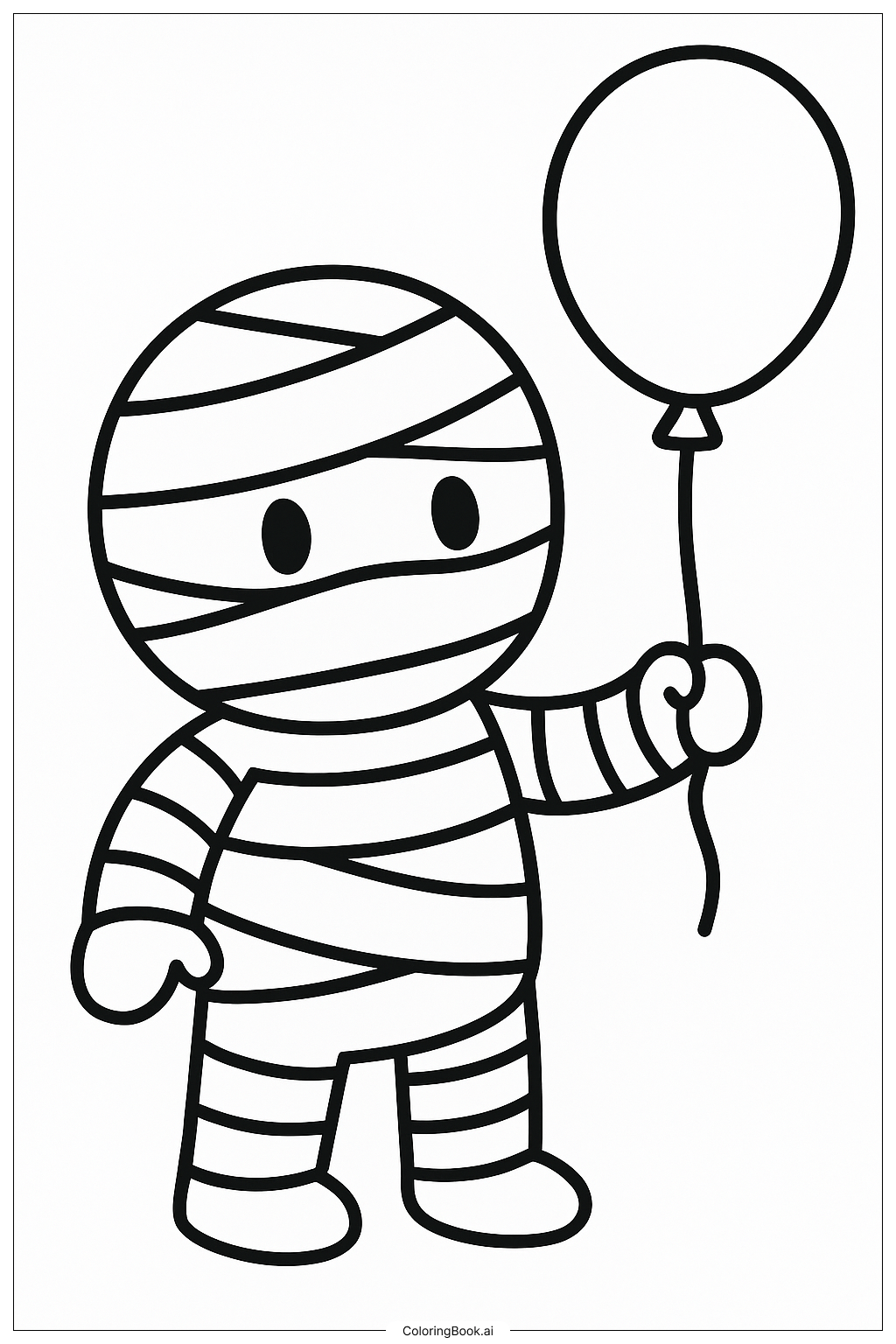  A Mummy Holding A Balloon Coloring Page 