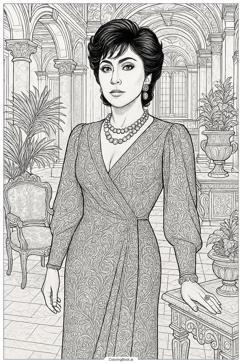  Lady Gaga In A Scene From House Of Gucci Coloring Page 