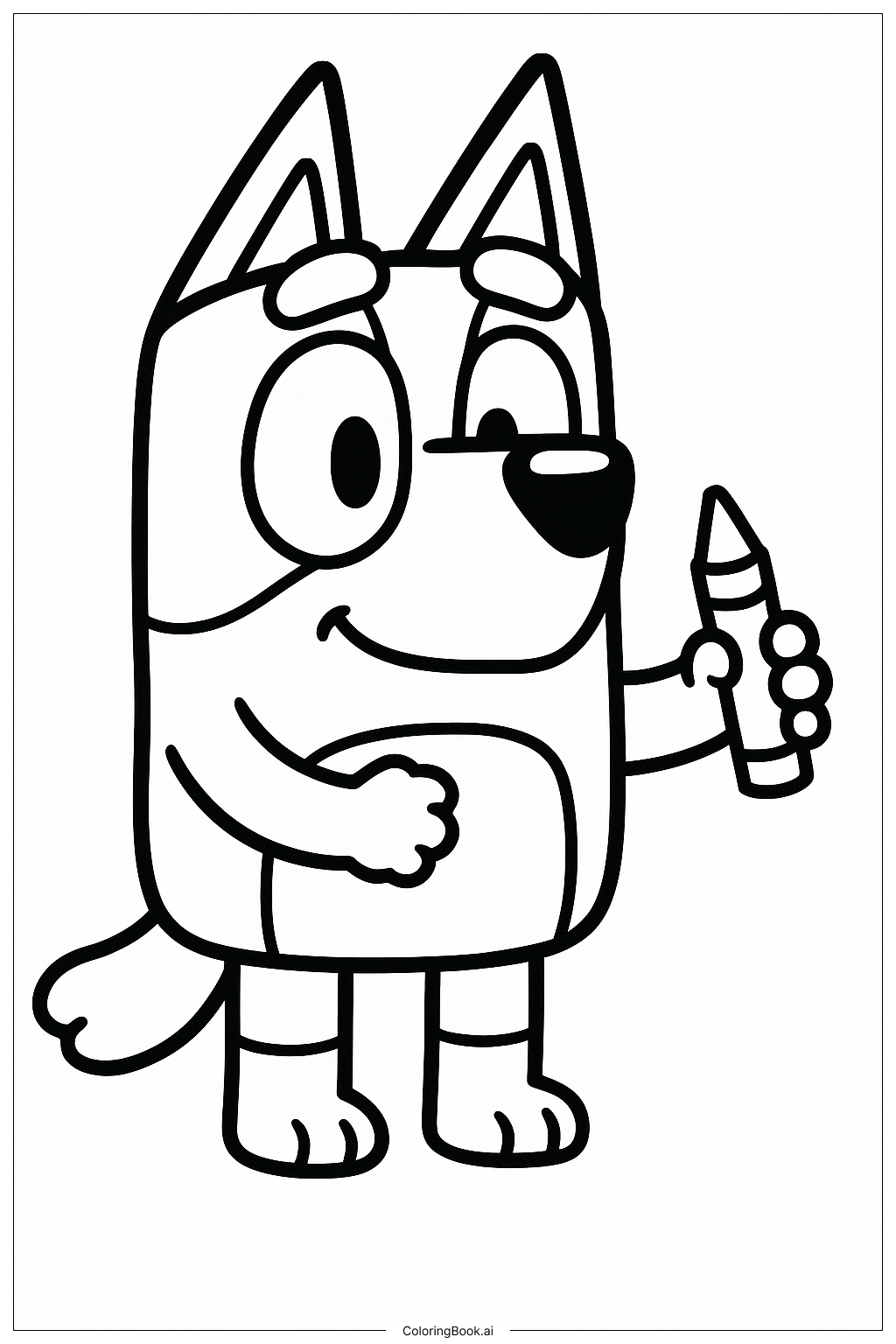  Página para colorear de Dibujo de Bluey con un crayón 