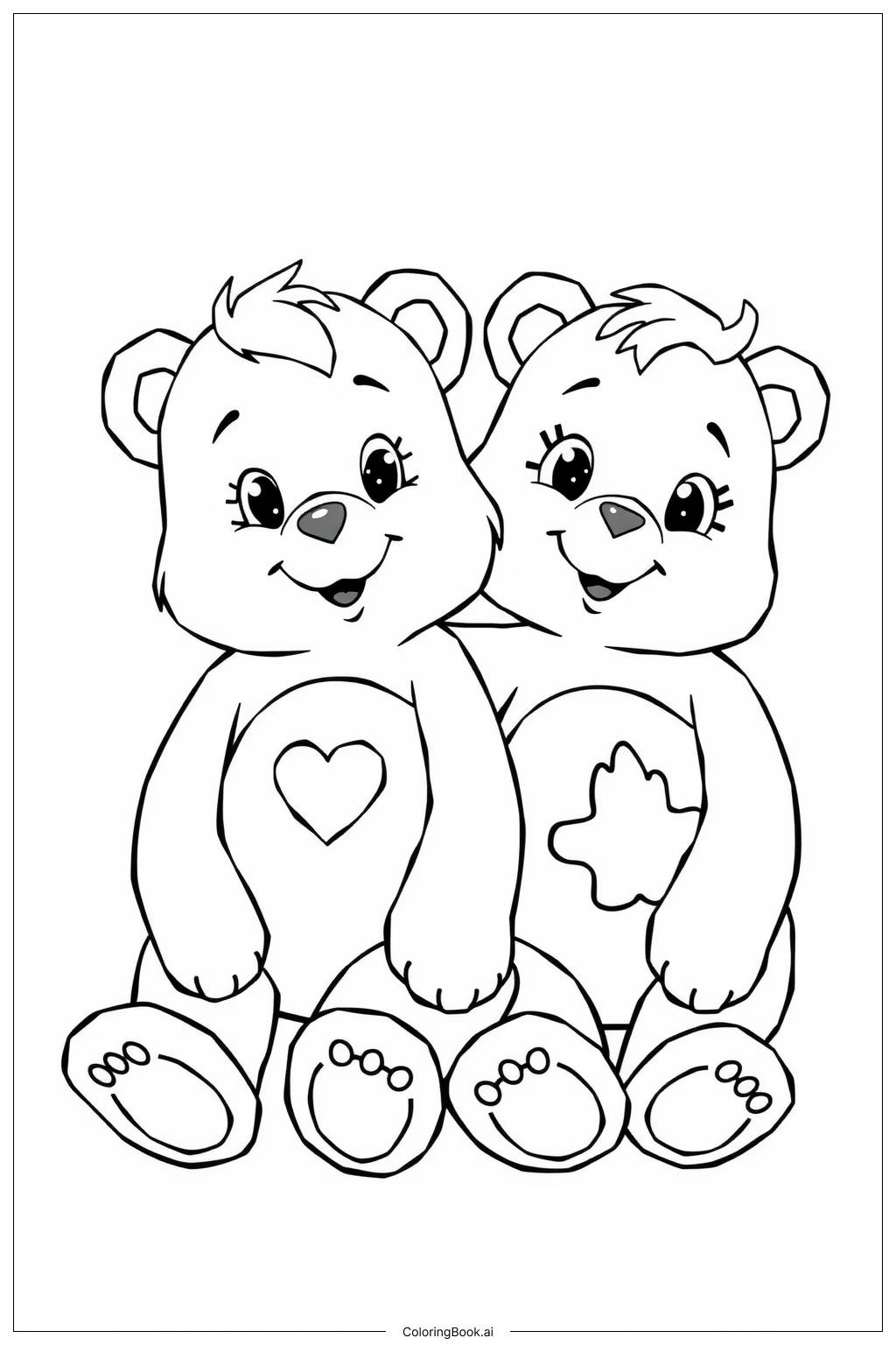  Página para colorear de Cousins de Care Bear teniendo un picnic 