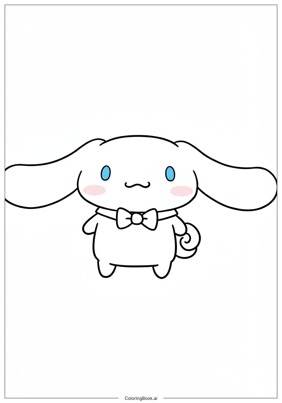  リボン付きシナモロールの塗り絵ページ 