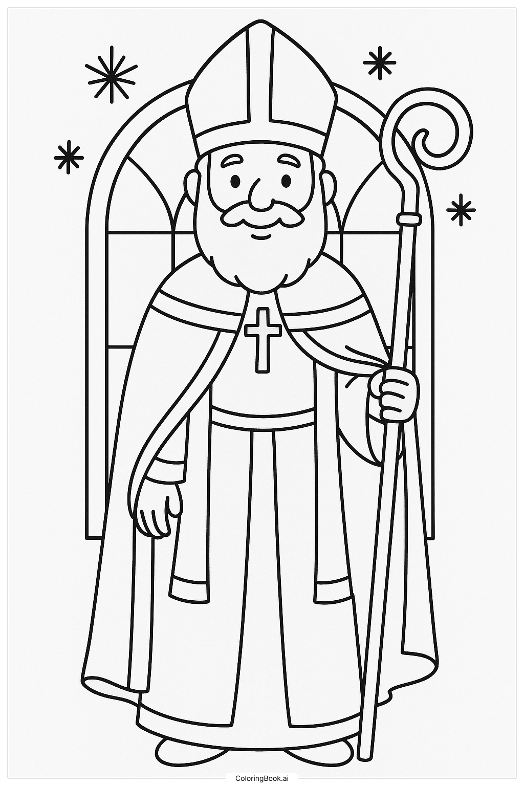 성 니콜라스 우뚝 서 있다 색칠공부 페이지
