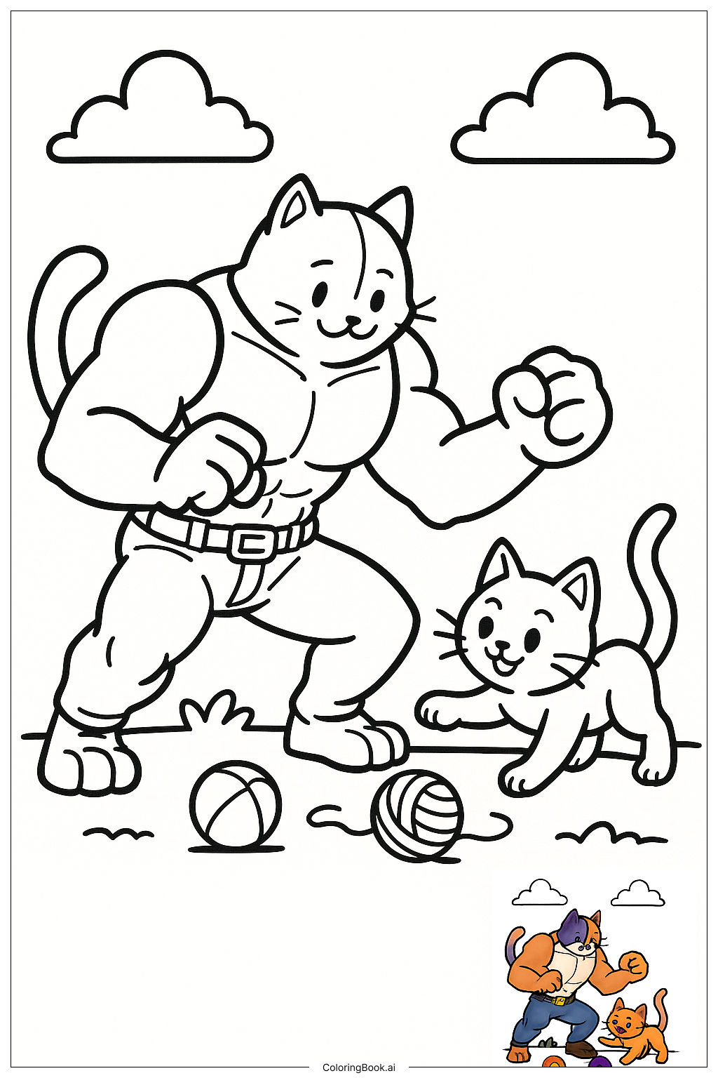  Fortnite Meowscles And Kitten Playing 색칠공부 페이지 