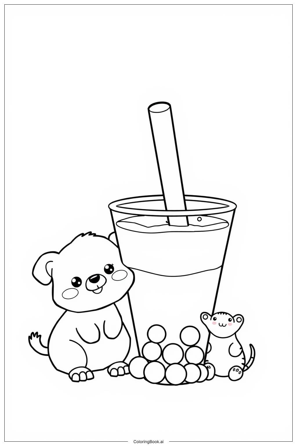  Boba Tea Wonderland Coloring Page 