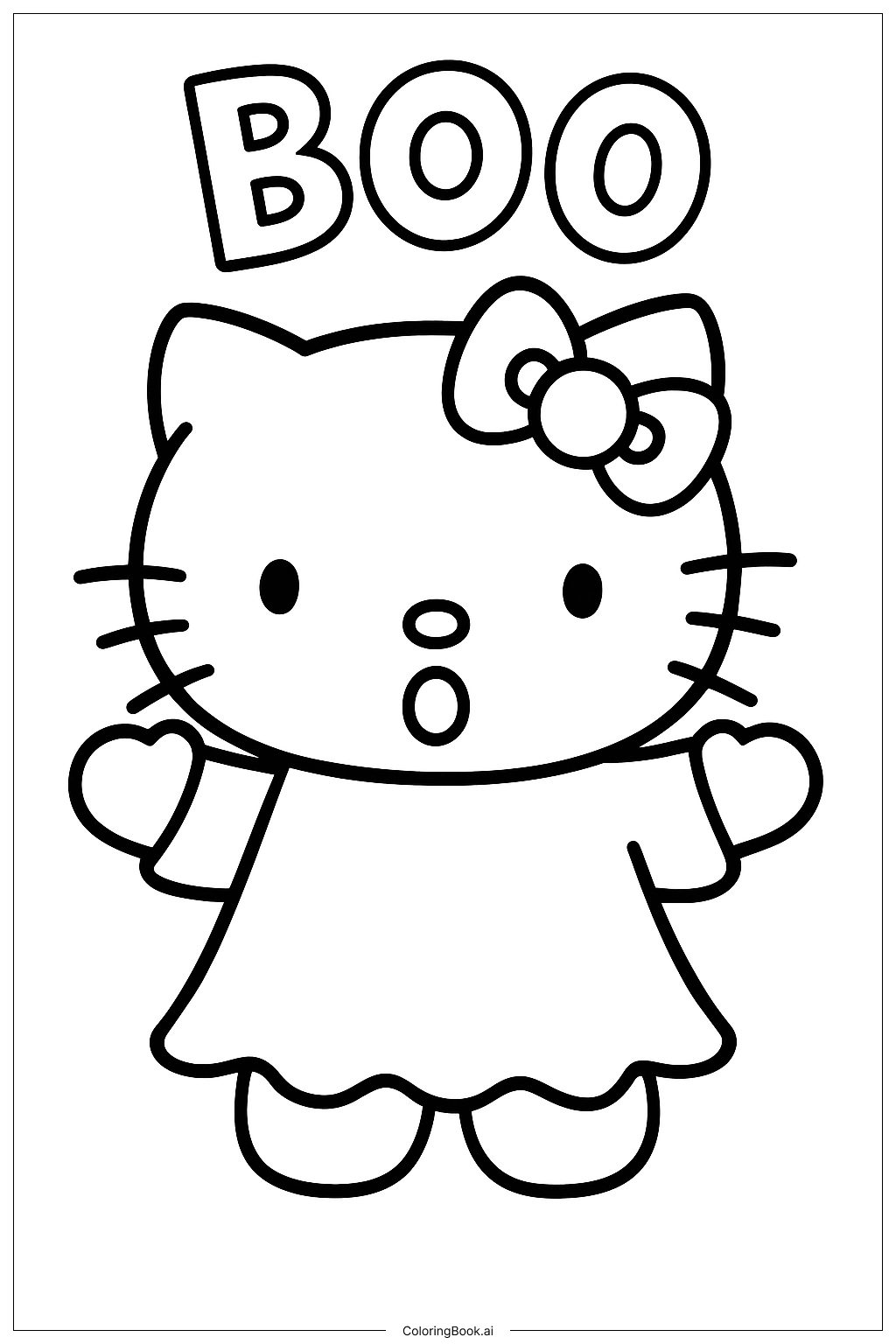  Trang tô màu Hello Kitty nói Boo 