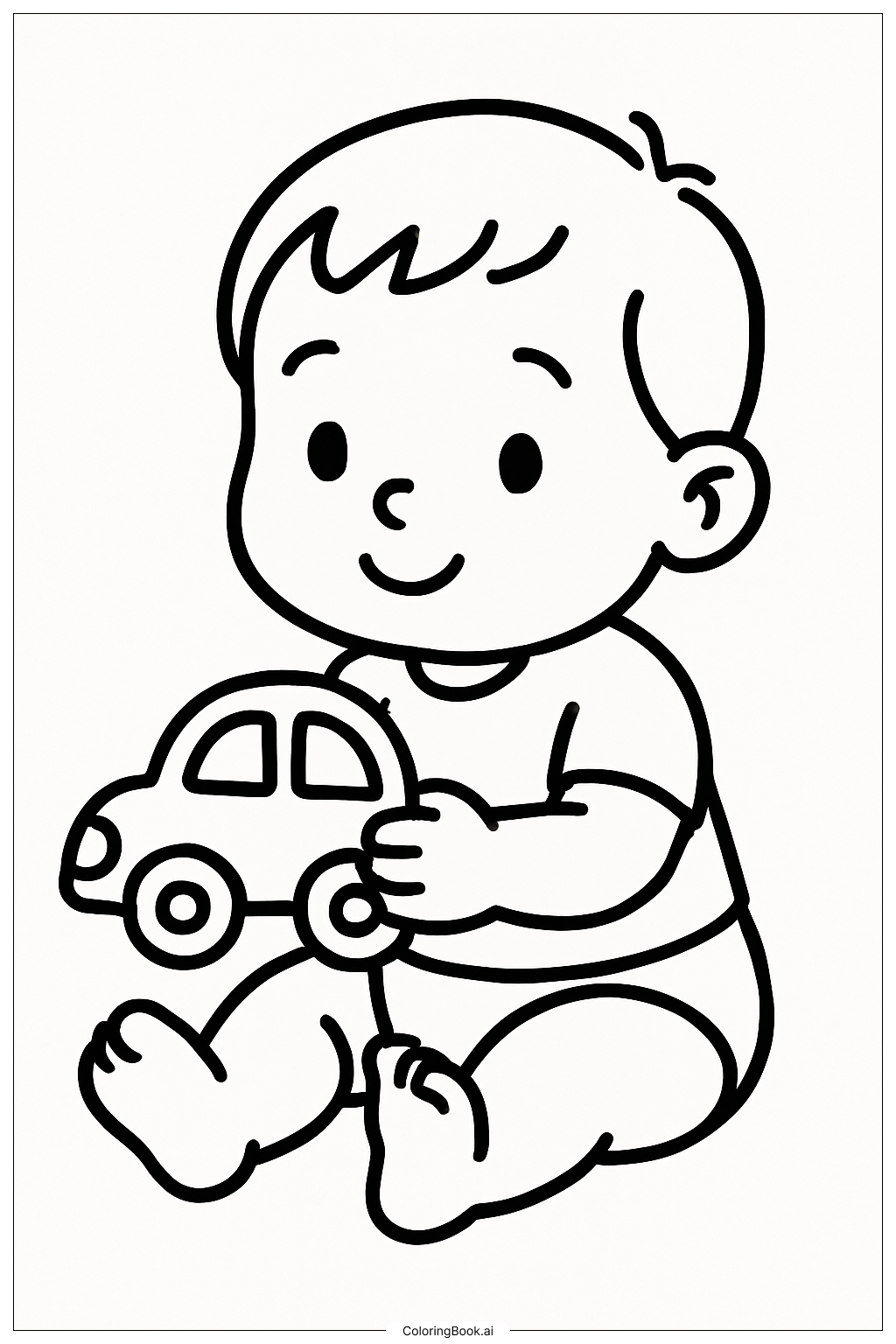  Baby Boy With A Toy Car Coloring Page 