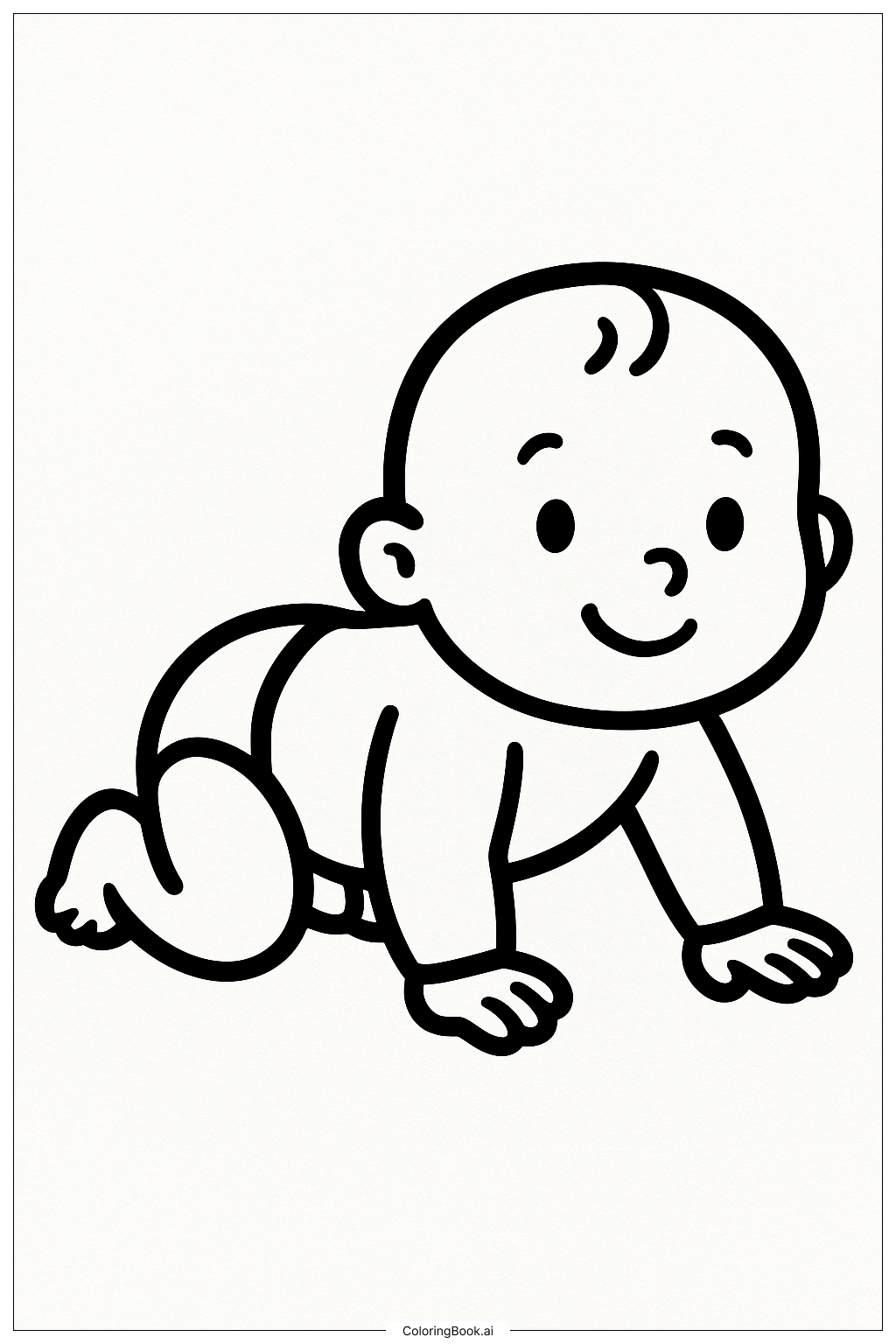  Simple Baby Crawling Coloring Page 
