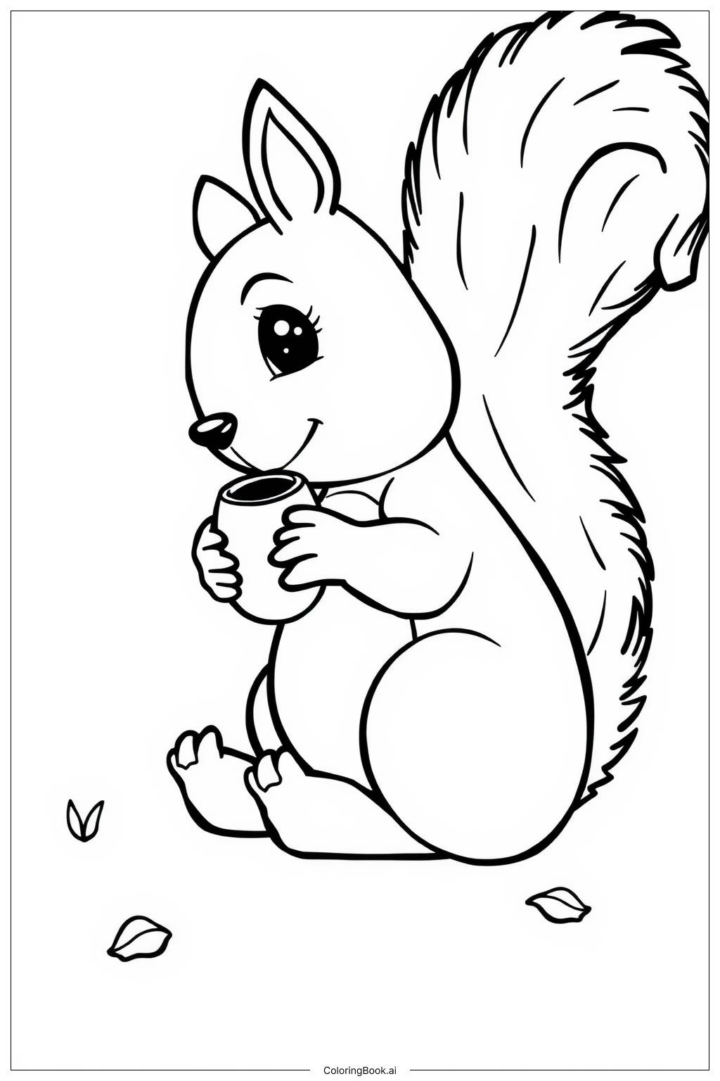  Squirrel Hiding Nuts in the Grass Coloring Page 