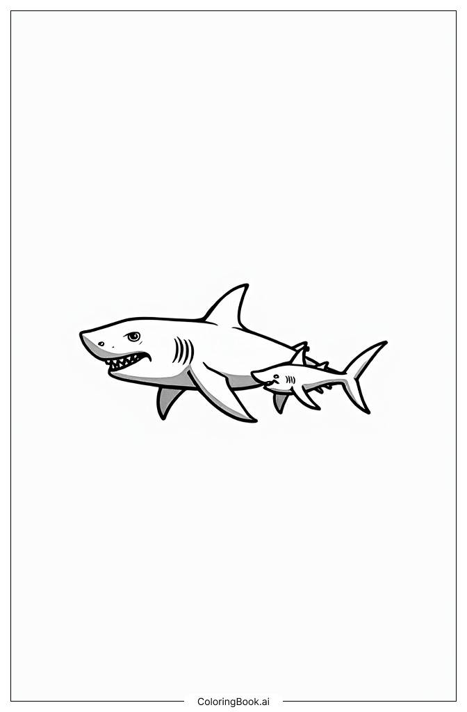  Shark Family Reunion Coloring Page 