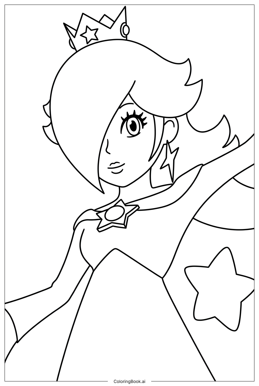  罗莎琳娜伸手触摸闪耀的星星填色页 