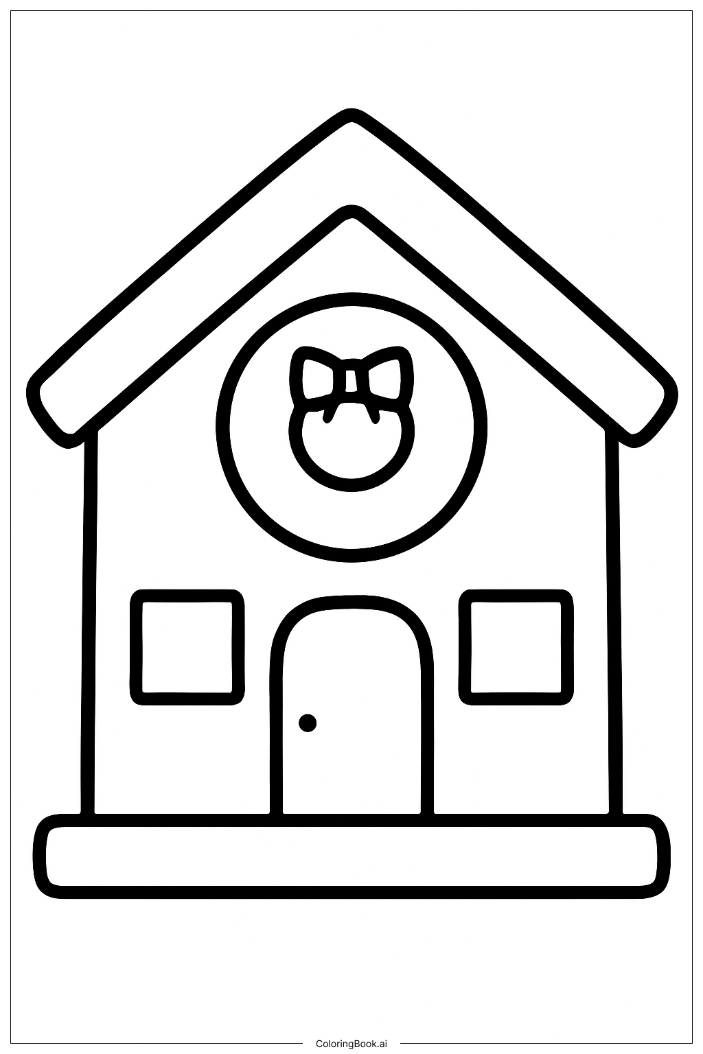  Gingerbread House With A Wreath Coloring Page 