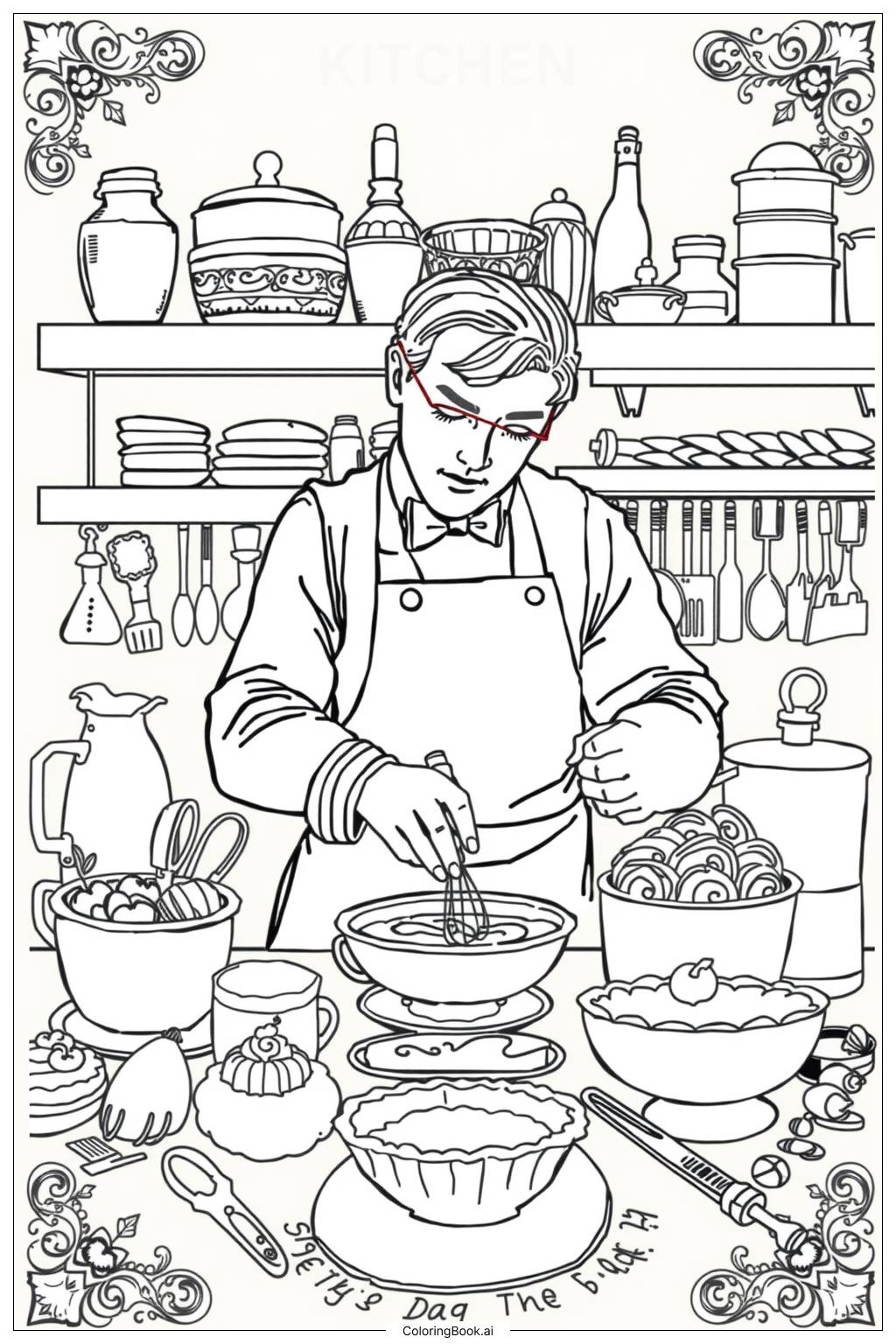  Cake Baking Adventure Coloring Page 