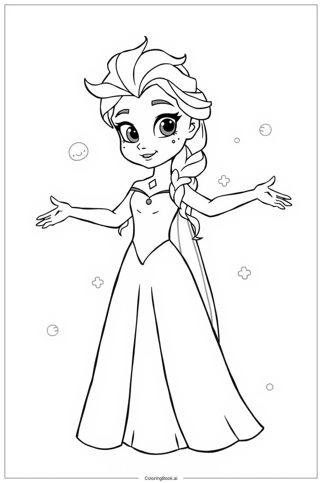  Elsa Princess on a Frozen Lake Coloring Page 