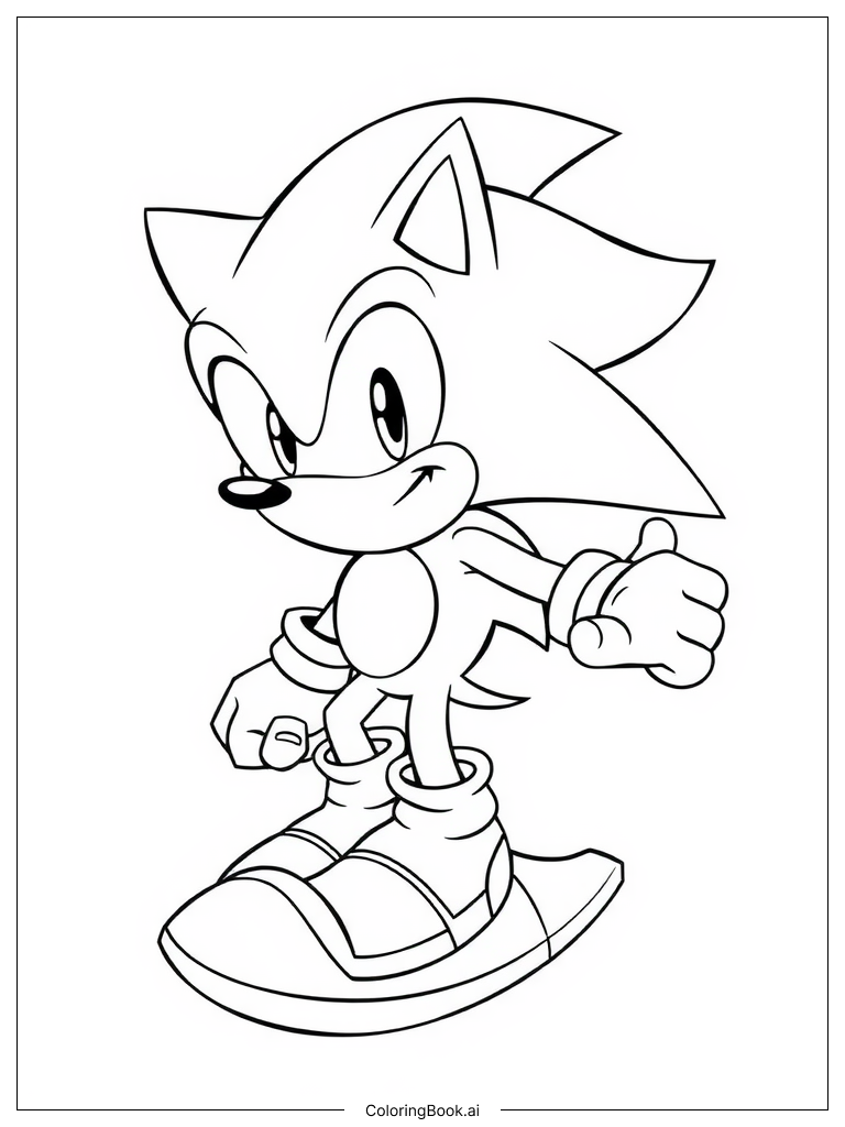  Page de coloriage Sonic Racing Sur Hoverboard 
