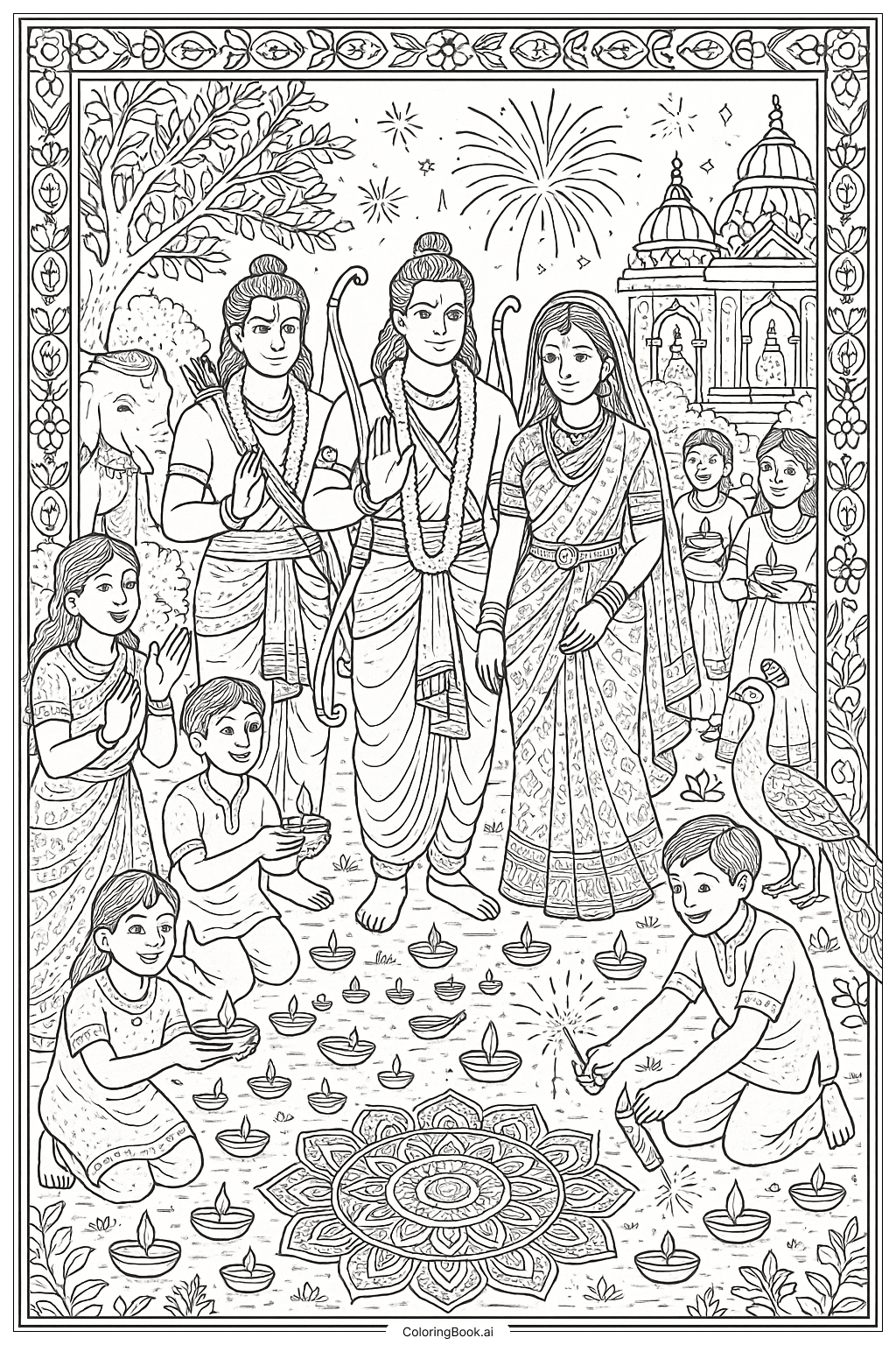 The Story Of Diwali In One Picture Ausmalseite