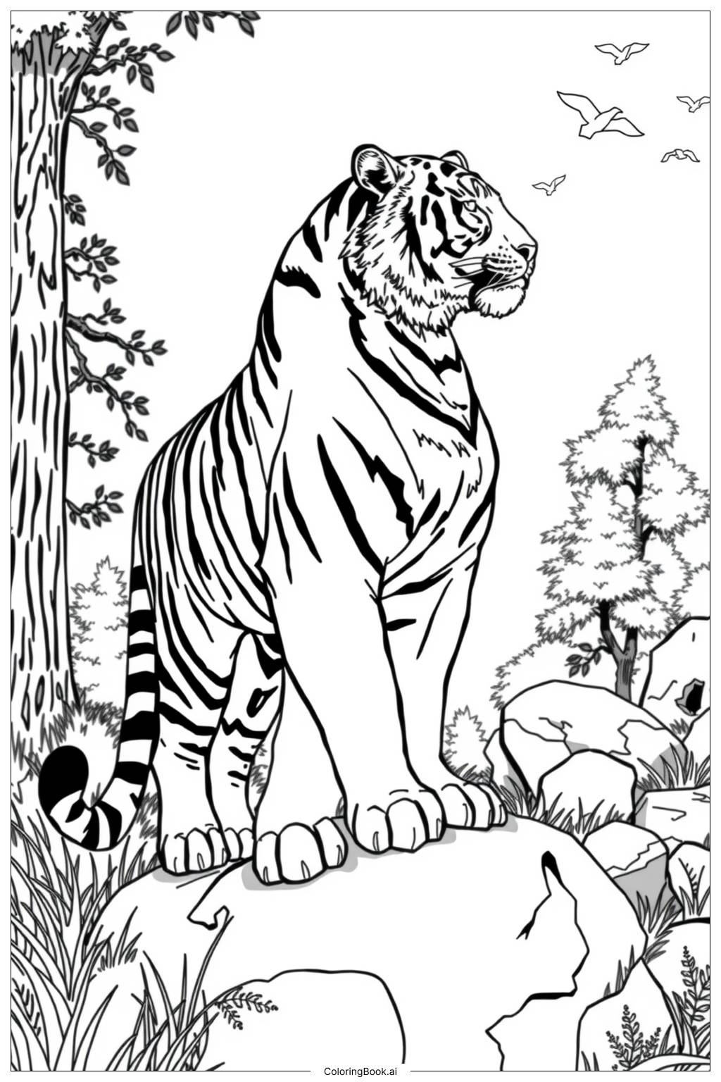  Page de coloriage Majesté du tigre du Bengale-2 