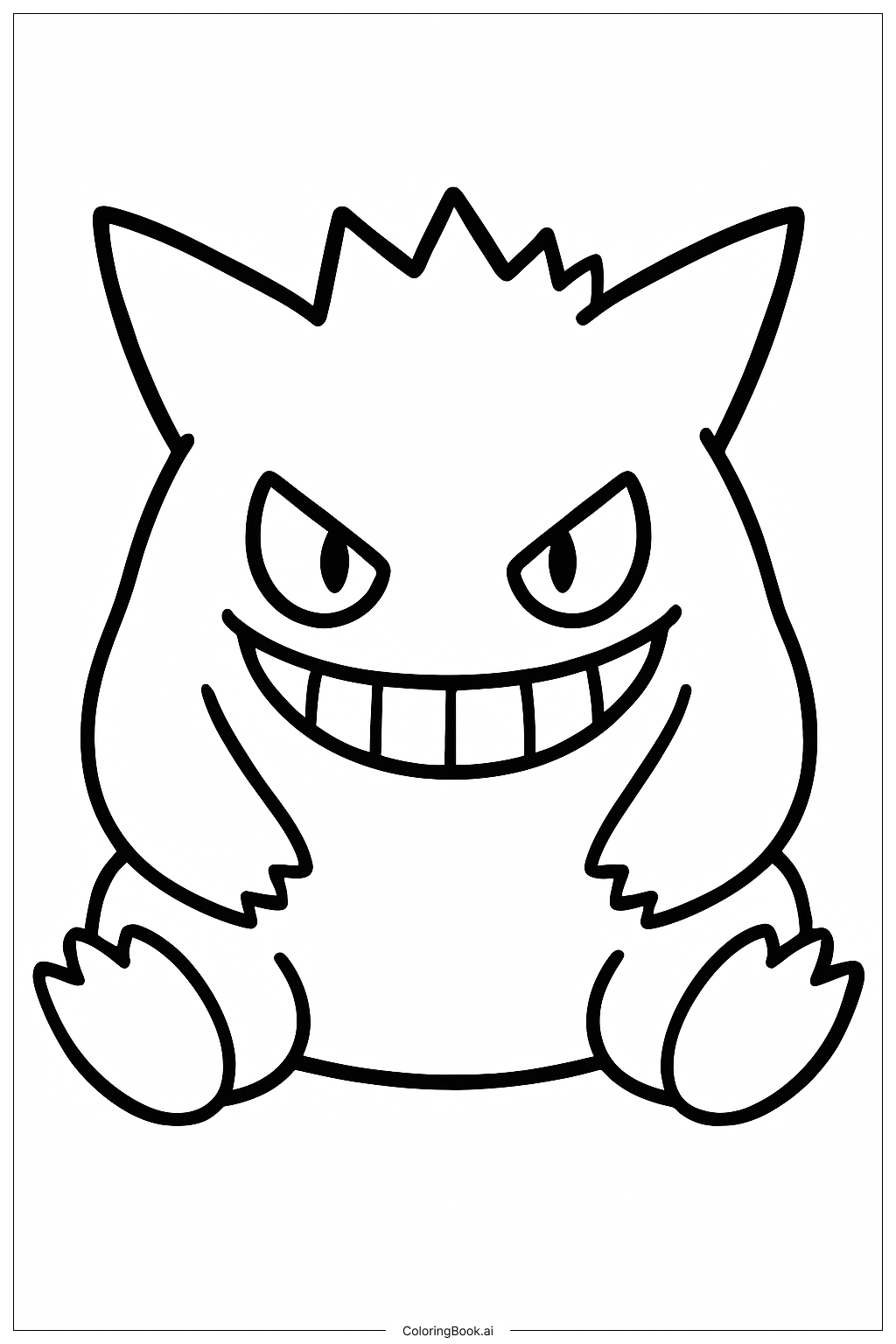  Cute Gengar Sitting Down Coloring Page 