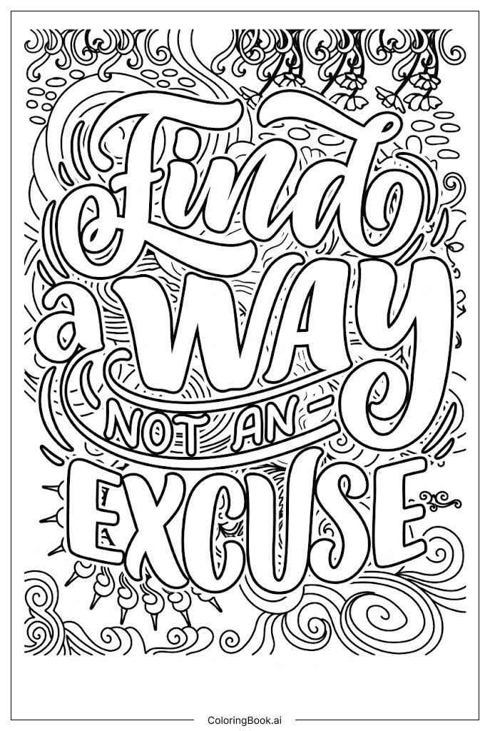  Página para colorear de Inspirador Encuentra Una Manera, No Excusas 