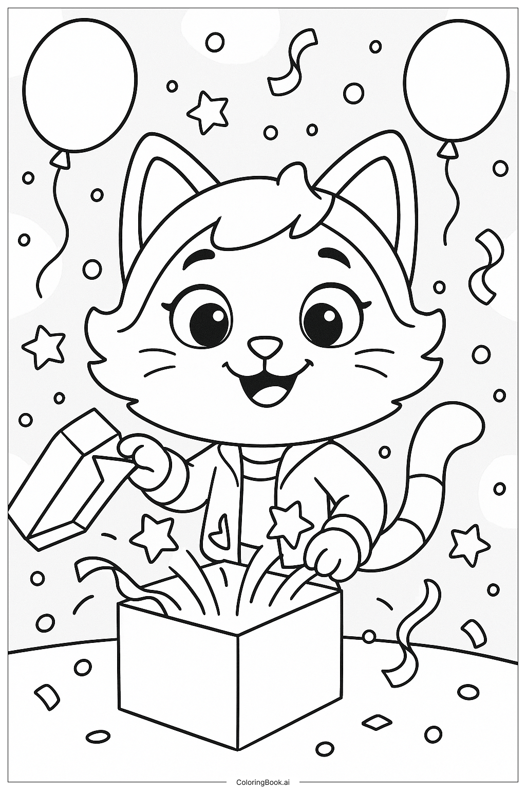  Gabby Cat Opening A Surprise Box Coloring Page 