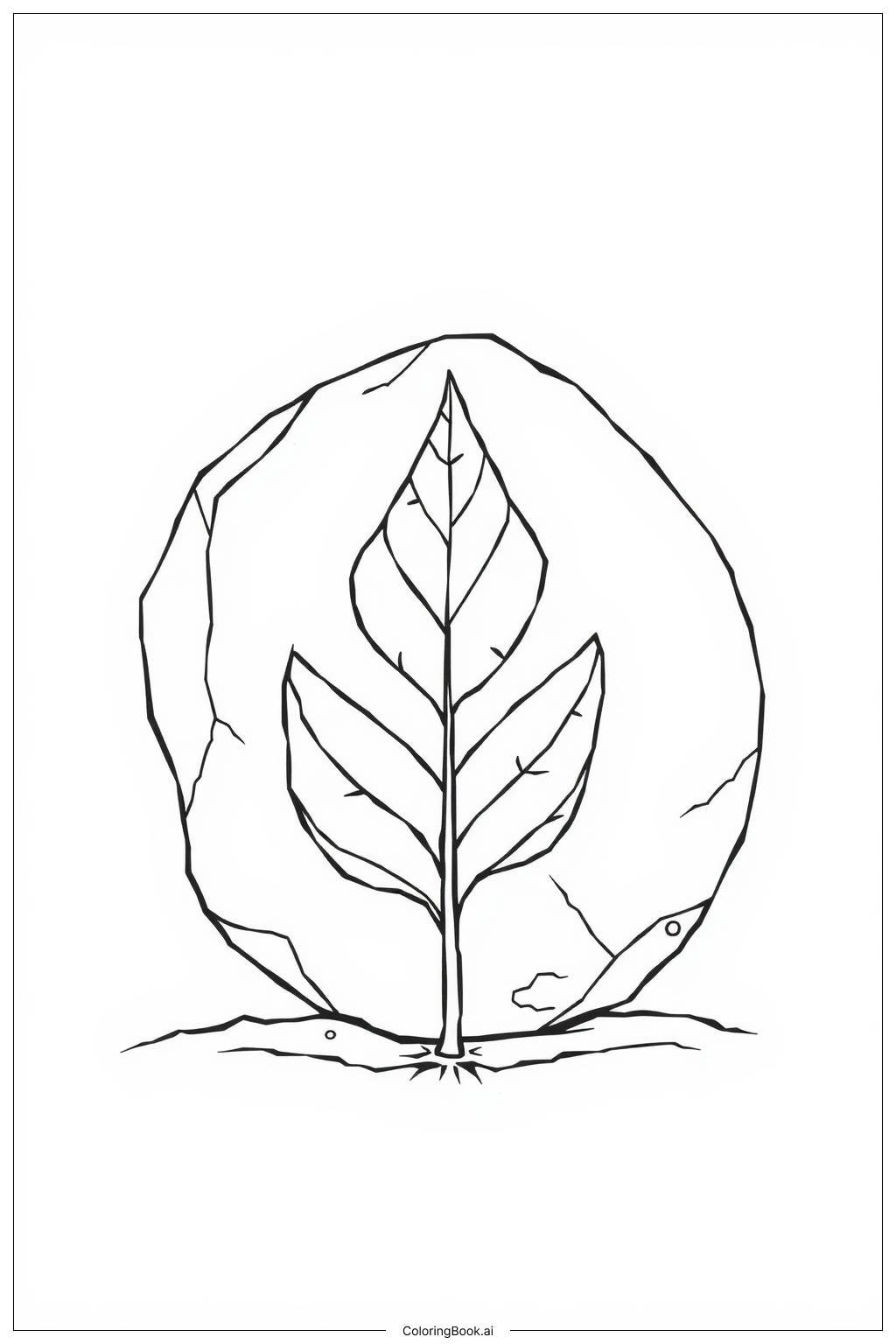  Leaf Imprint on a Smooth Stone Coloring Page 